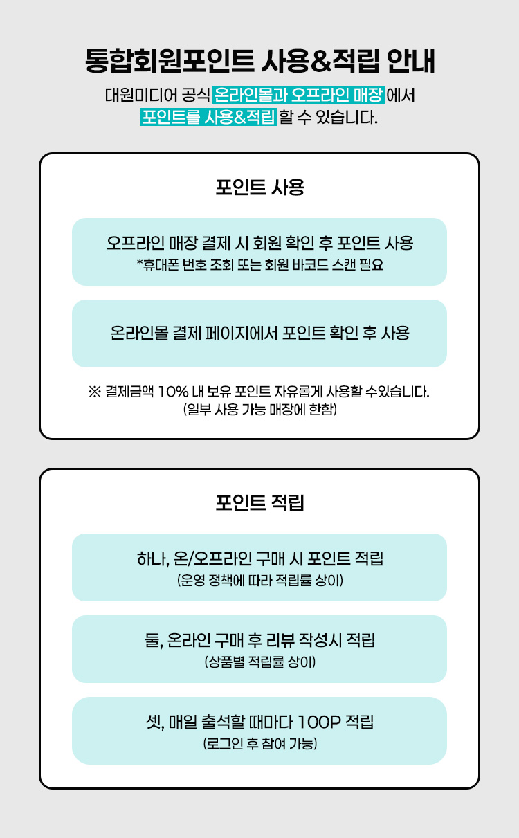 통합회원포인트 사용적립 안내